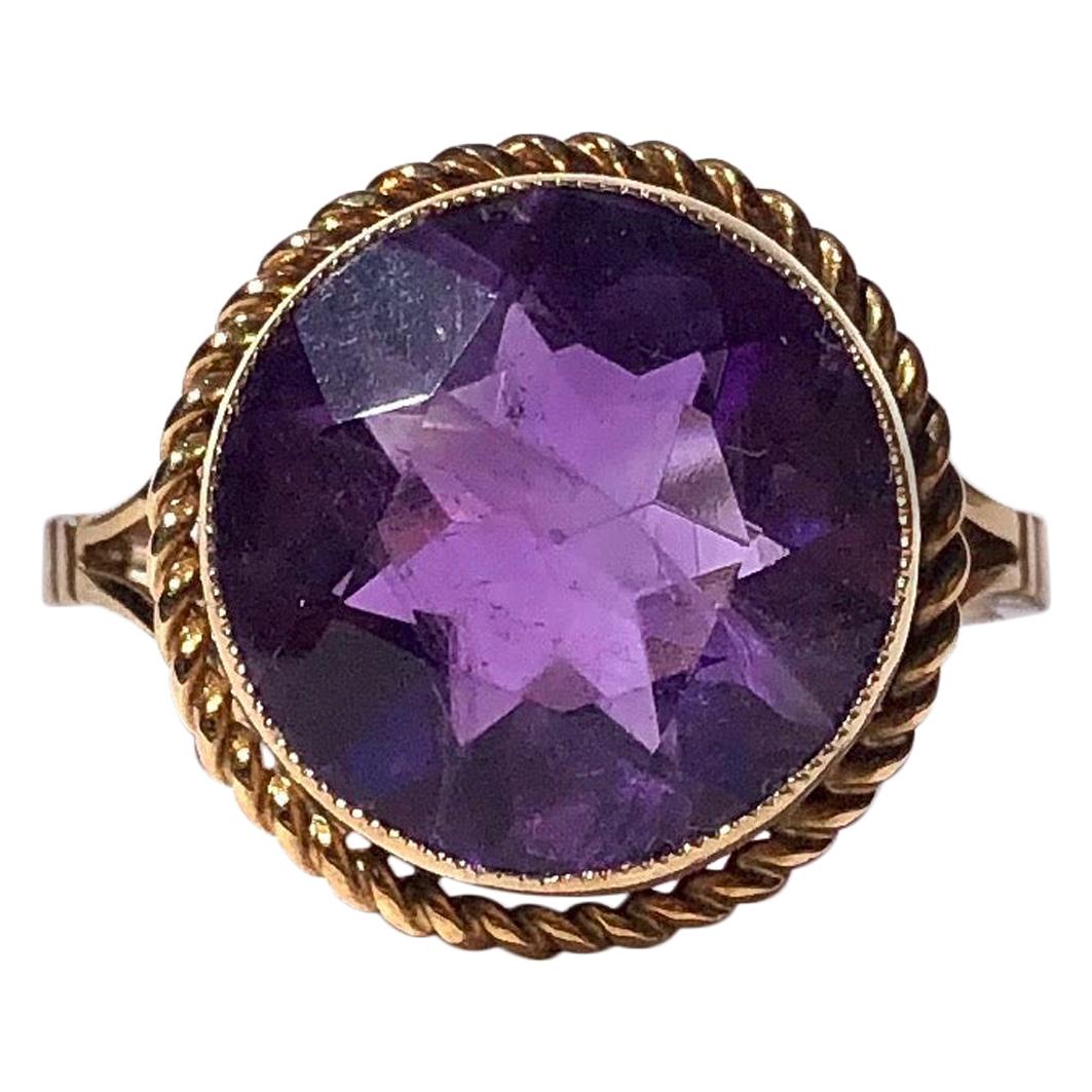 Antique Amethyst and 9 Carat Gold Ring