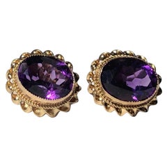 antique amethyst earrings gold Antique Amethyst and 9 Carat Gold Stud Earrings