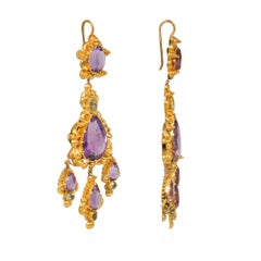 Antique amethyst and chrysolite pendant earrings