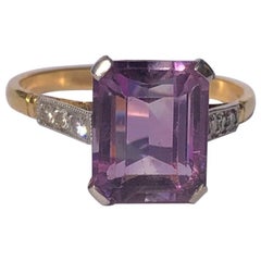 Antique Amethyst and Diamond 18 Carat Gold Cocktail Ring