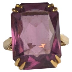 Antique Amethyst and Diamond 9 Carat Gold Cocktail Ring