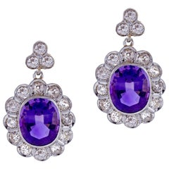 Antique Amethyst and Diamond Belle Époque Earrings