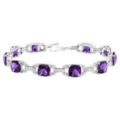 Antique Amethyst and Diamond Bracelet 15 Carats Carats Sterling Silver