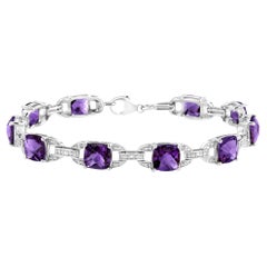 Antique Amethyst and Diamond Bracelet 15 Carats Carats Sterling Silver