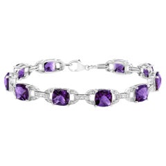 Antique Amethyst and Diamond Bracelet 15 Carats Carats Sterling Silver
