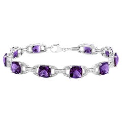 Antique Amethyst and Diamond Bracelet 15 Carats Carats Sterling Silver