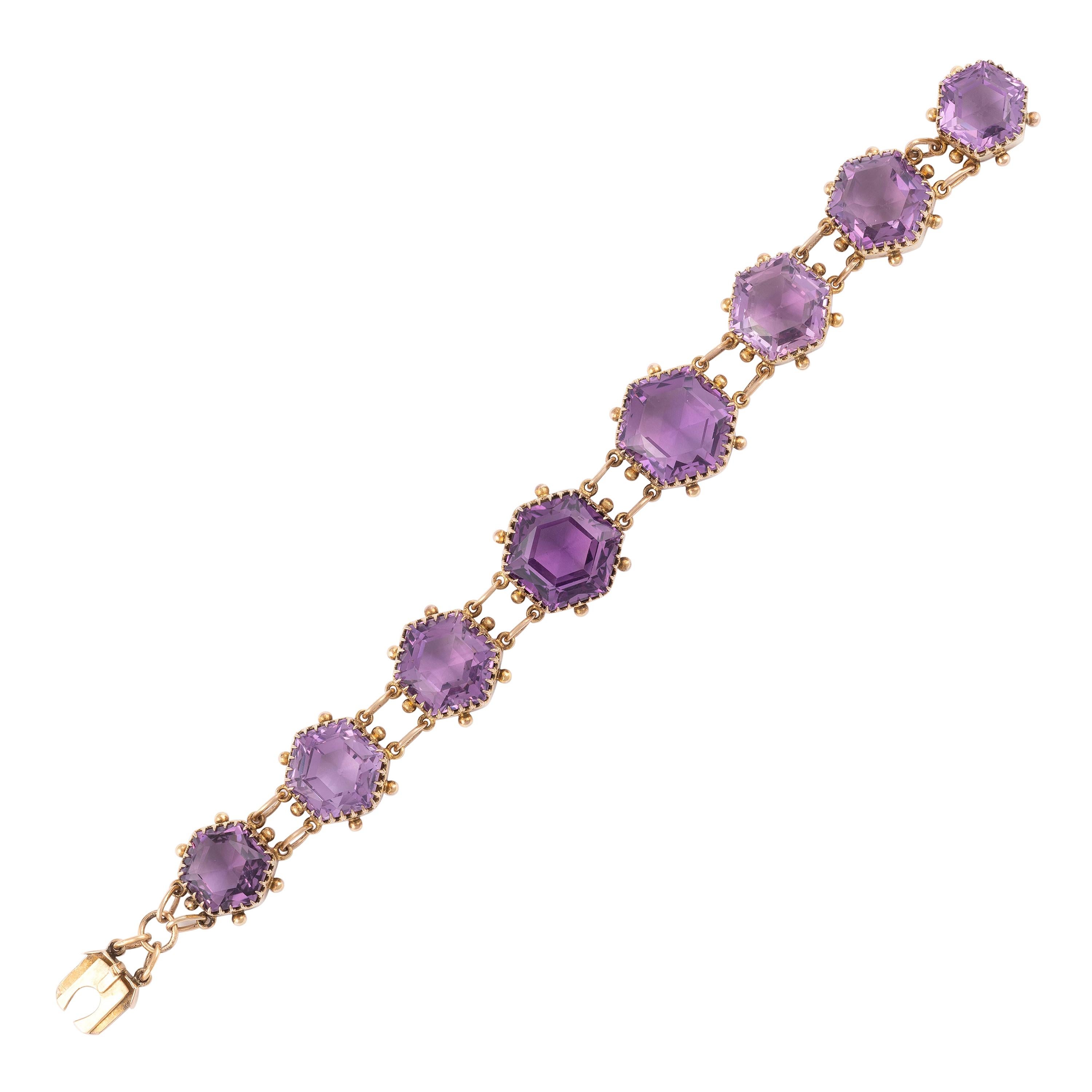 Antique Carved Amethyst Gold Bracelet at 1stDibs