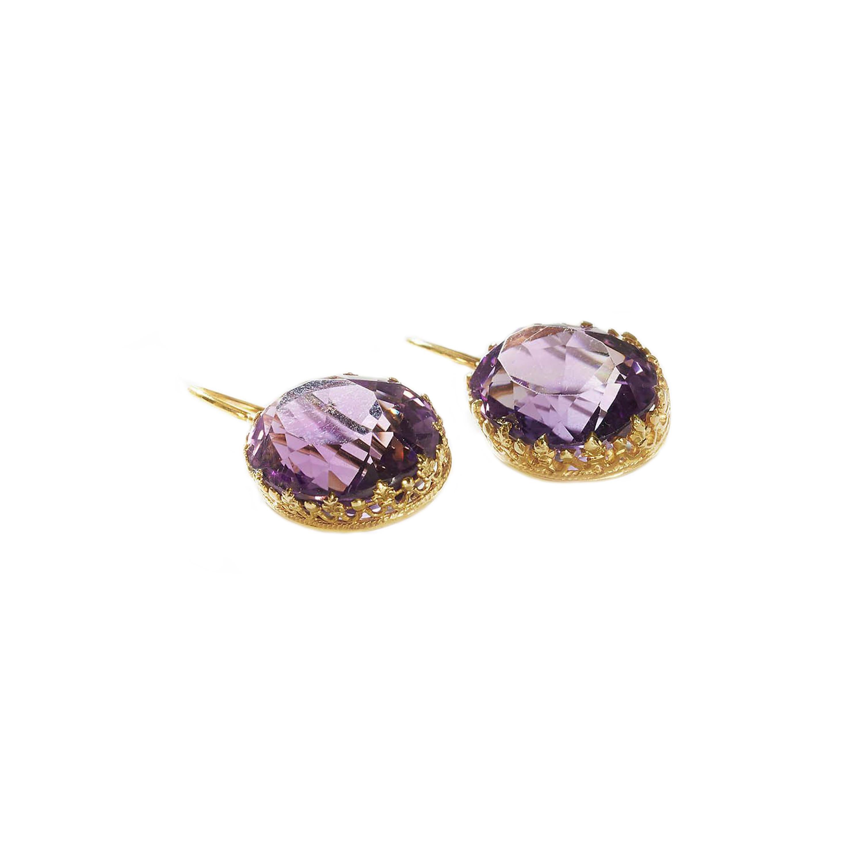 Victorian Antique Amethyst and Gold Drop Earrings, 33.88 Carats, circa 1880