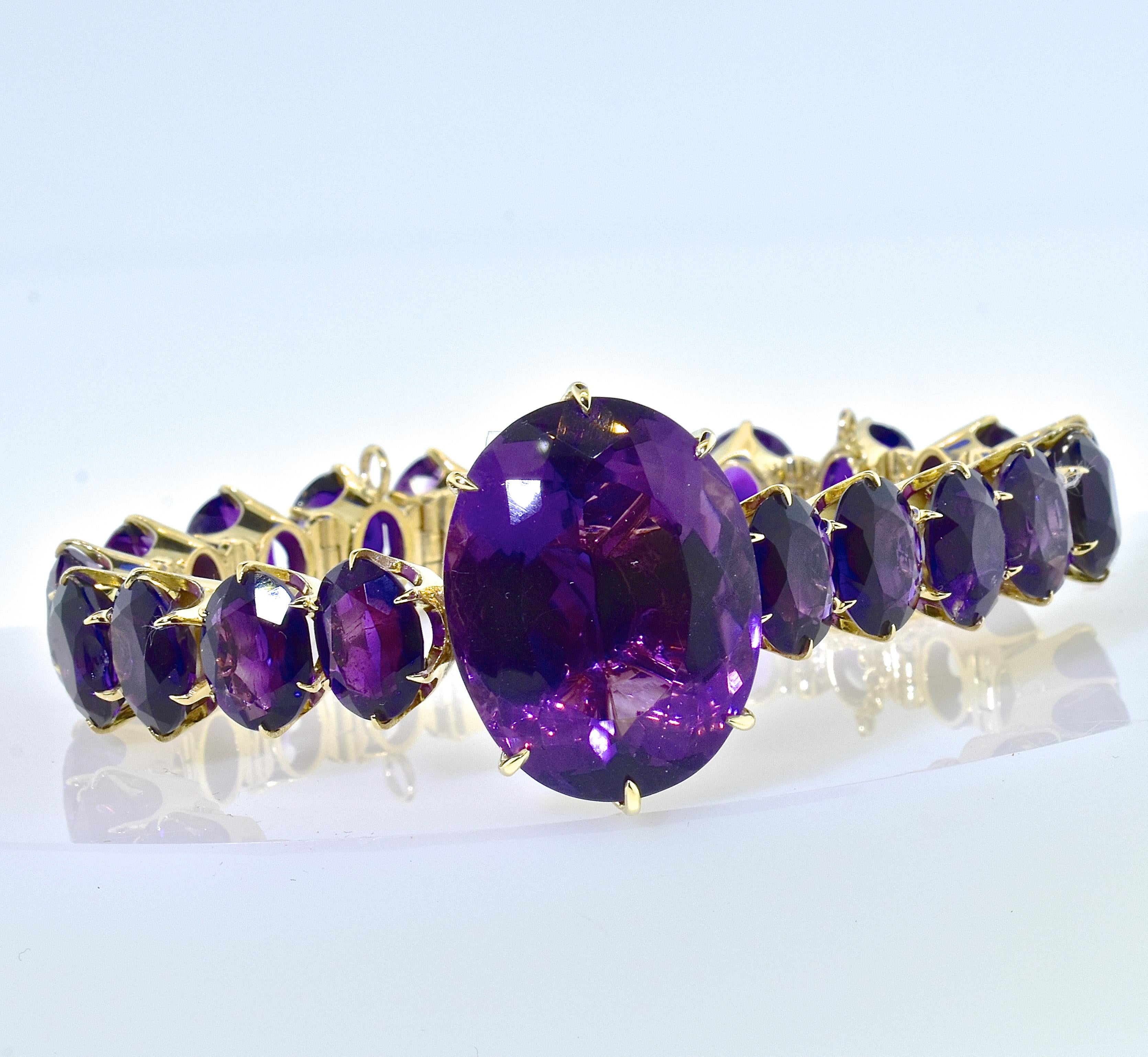 Antique Amethyst and Gold Flexible Bracelet, circa 1870 In Excellent Condition In Aspen, CO