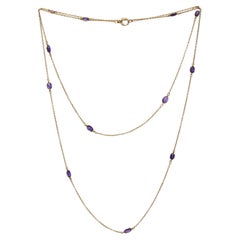 Used Amethyst and Gold Long Chain Necklace, Circa 1920