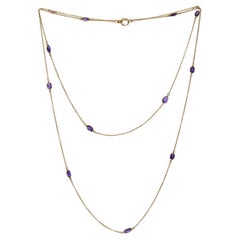 Antique Amethyst and Gold Long Chain Necklace, Circa 1920