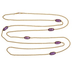 Antique amethyst and gold muff chain