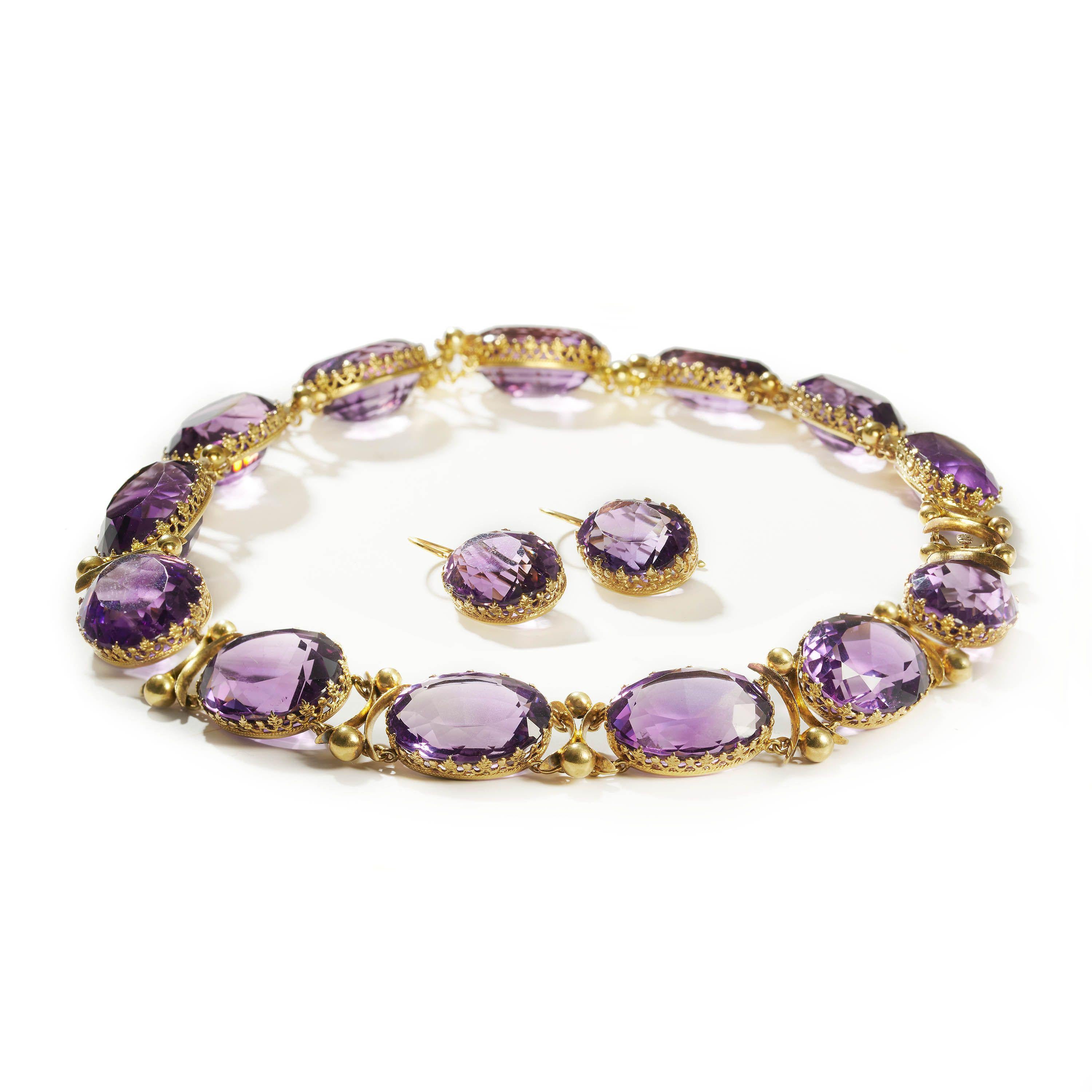 amethyst necklace and earring set