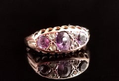Antique Amethyst and Paste Stone Ring, 9 Karat Gold