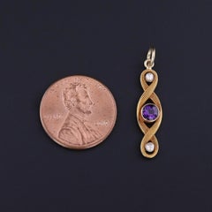 Antique Amethyst and Pearl Conversion Pendant of 10k Gold
