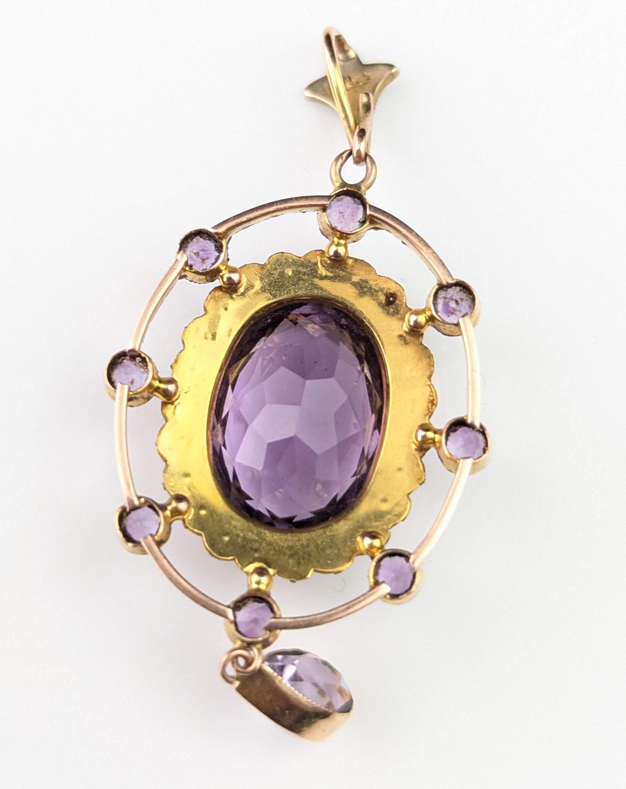 Pendentif antique en améthyste et perle, or jaune 9k en vente 6