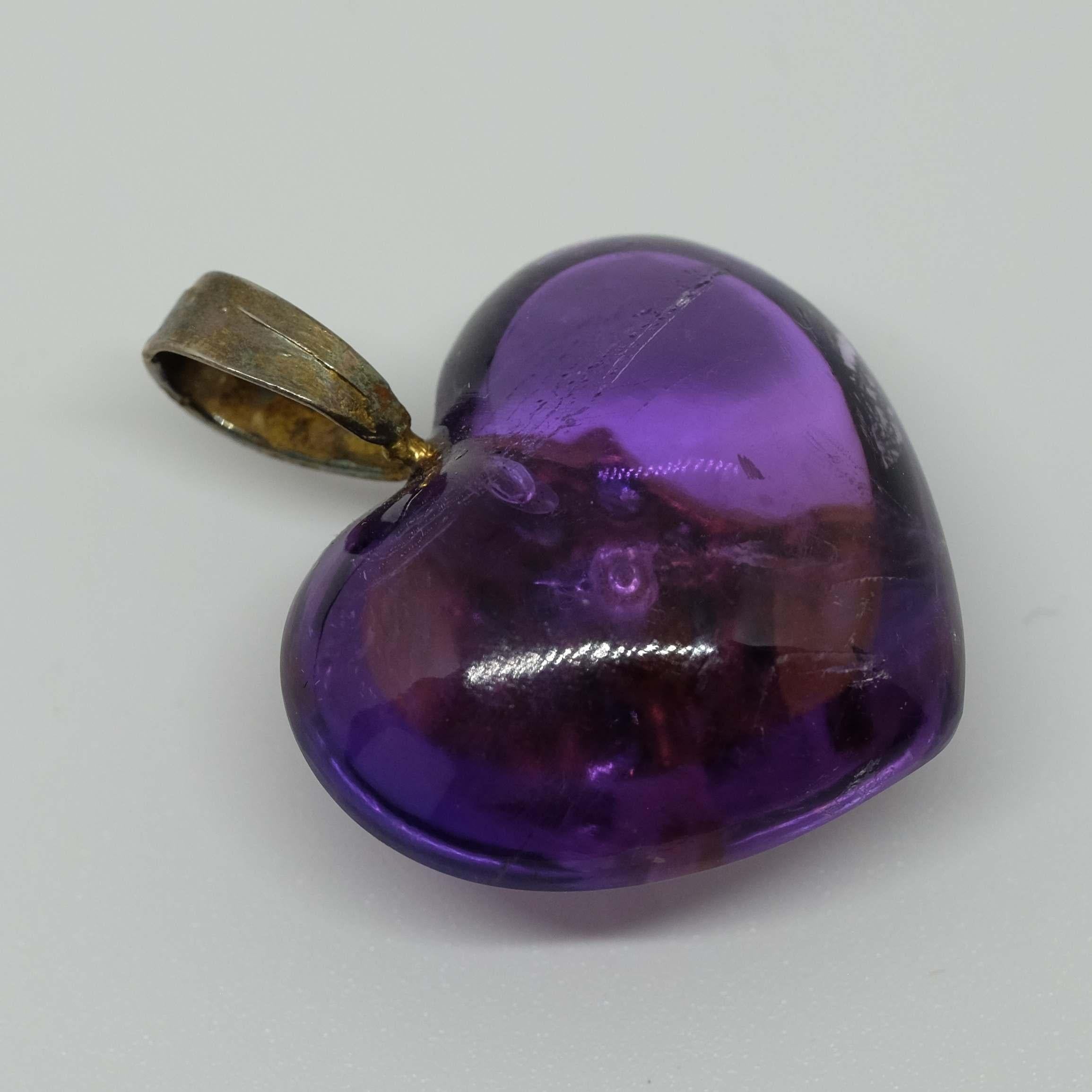 Antique Amethyst and Rose Cut Diamonds Heart Pendant In Good Condition For Sale In Austin, TX