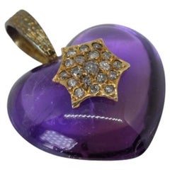 Antiker antiker Herzanhänger mit Amethyst und Diamanten im Rosenschliff