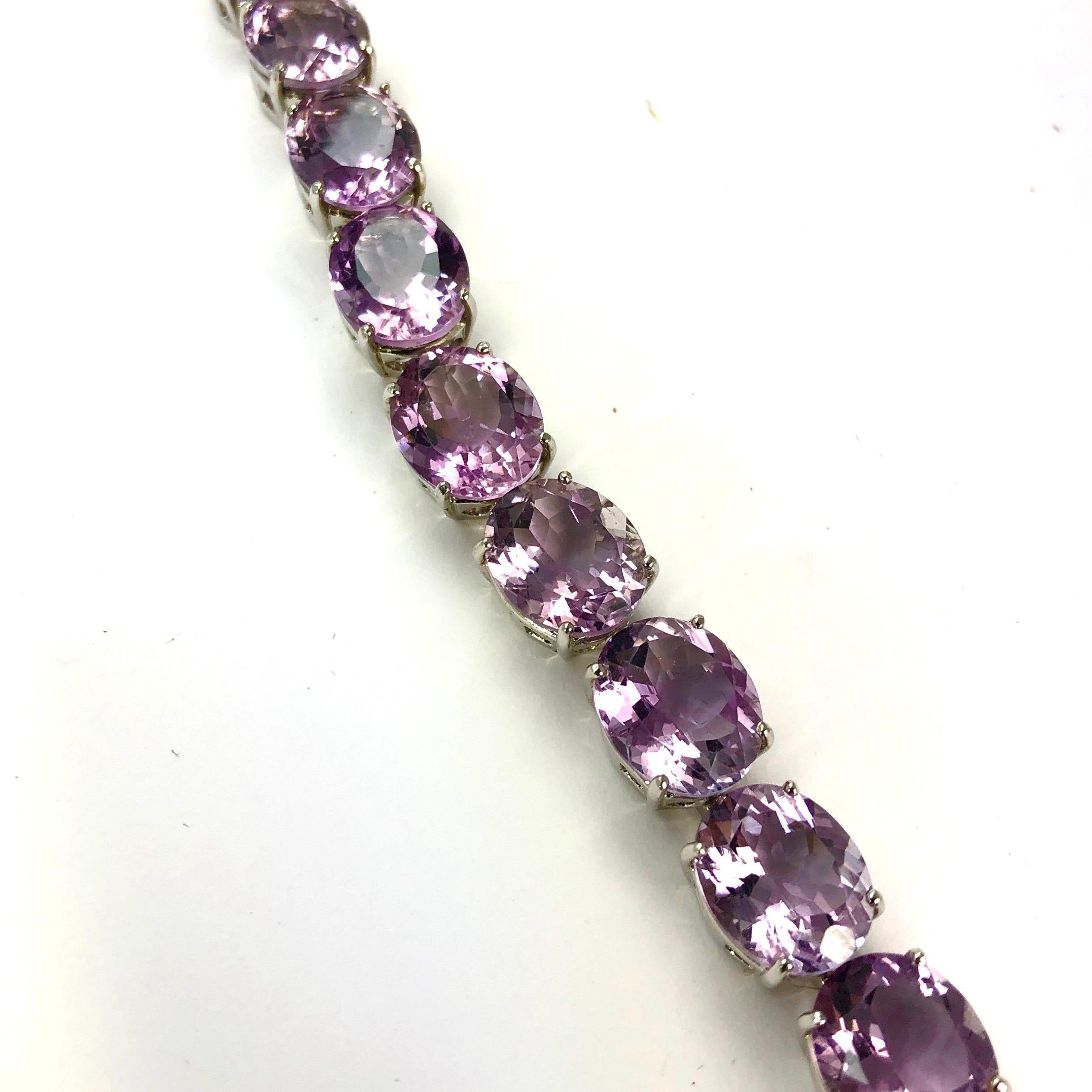 Edwardian Antique Amethyst and Silver Bracelet