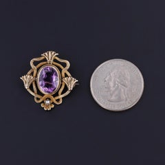 Antique Amethyst Brooch of 10k Gold