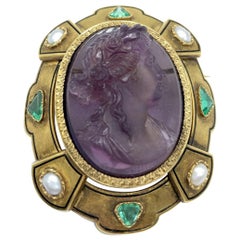 Antique Amethyst Cameo Brooch