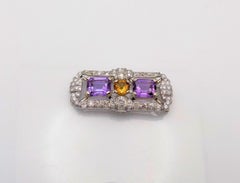 Antique Amethyst, Citrine and Diamond Brooch/Dress Clip
