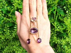 Antike Tropfen-Halskette aus 20 Karat Gelbgold mit Amethyst, Citrin und Türkis