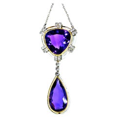 Antique Amethyst, Diamond and Enamel Pendant Necklace, circa 1895