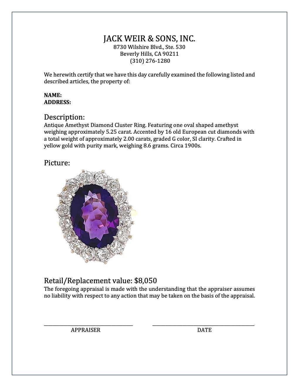 Antiker antiker Amethyst-Diamant-Cluster-Goldring 1