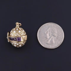 Antique Amethyst Egg Charm of 18k Gold