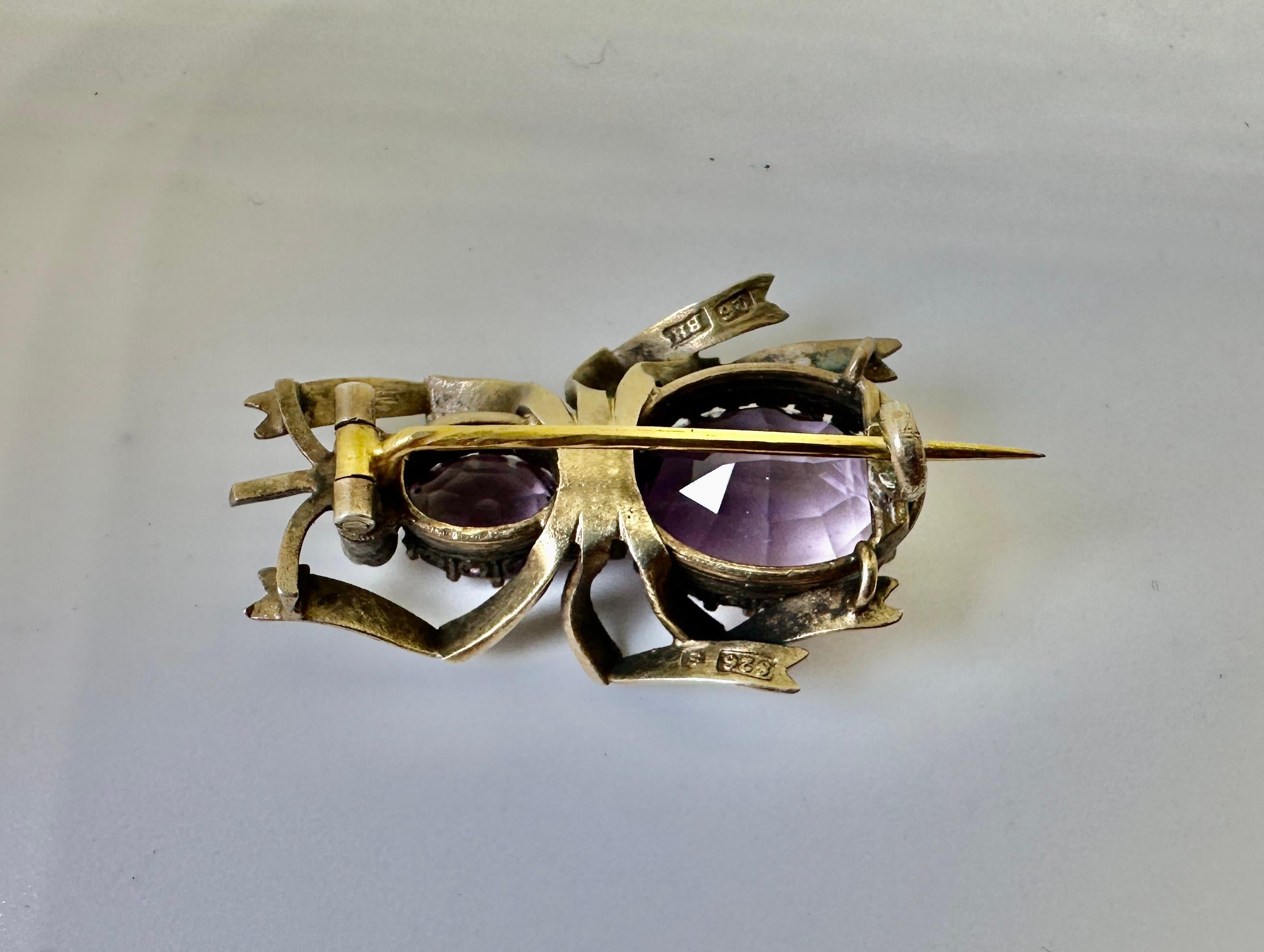Antike Amethyst-Granat-Spinnen-Insekten-Brosche Bernhard Hertz Dänemark um 1890 im Angebot 4