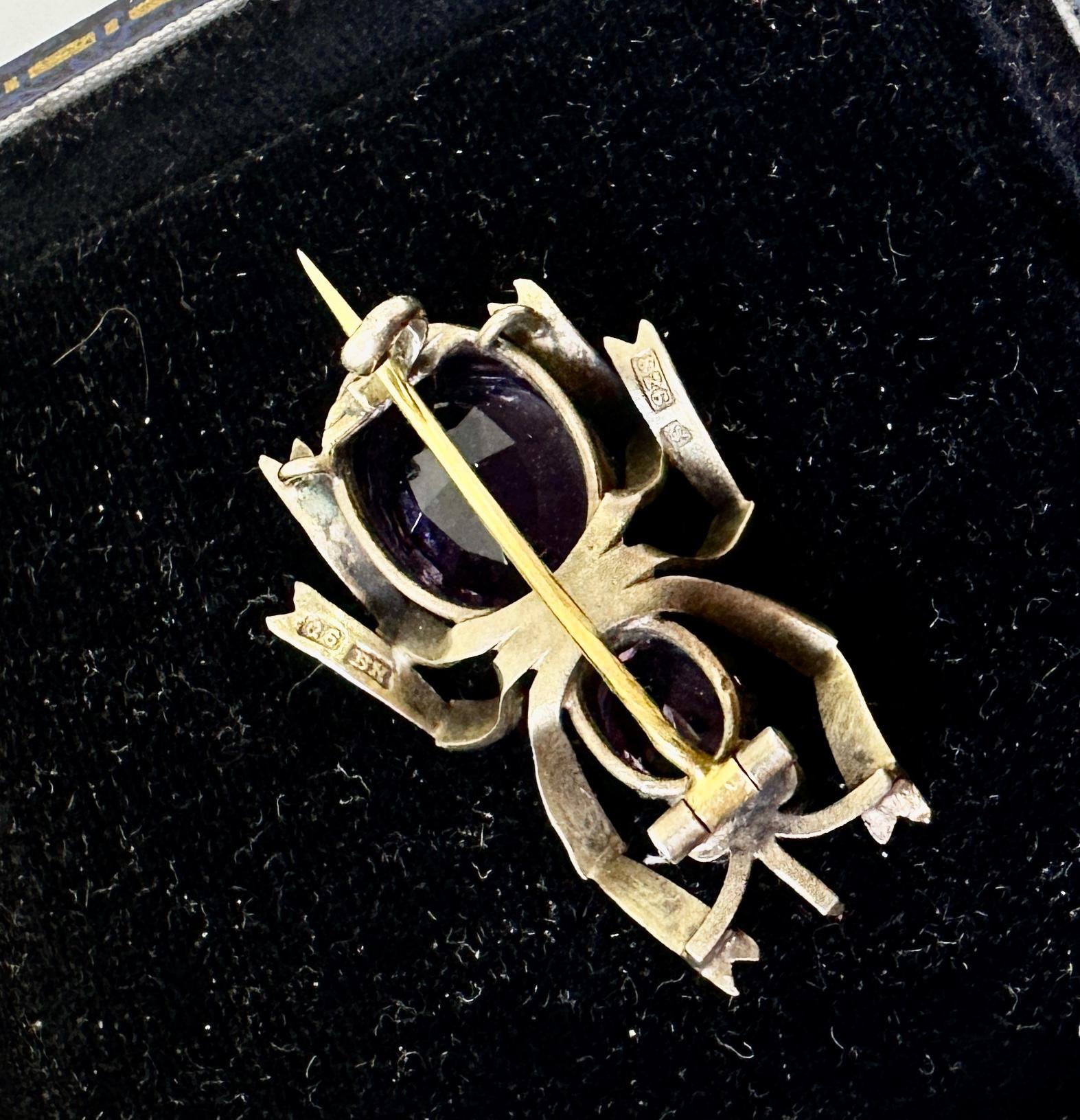 Antike Amethyst-Granat-Spinnen-Insekten-Brosche Bernhard Hertz Dänemark um 1890 im Angebot 3