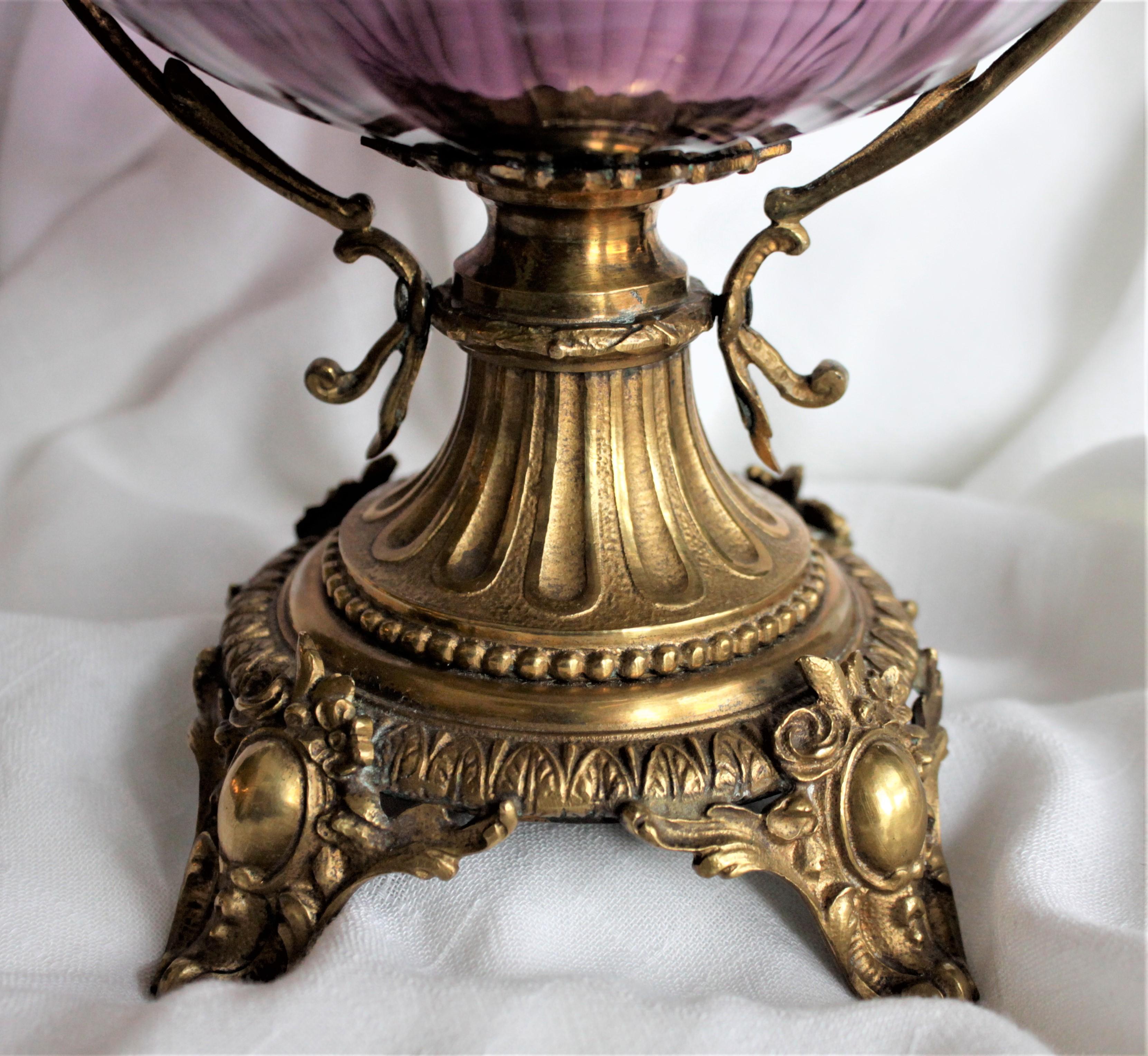 Antique Amethyst Glass Compote or Pedestal Vase with Figural Gilt Bronze Mounts 4
