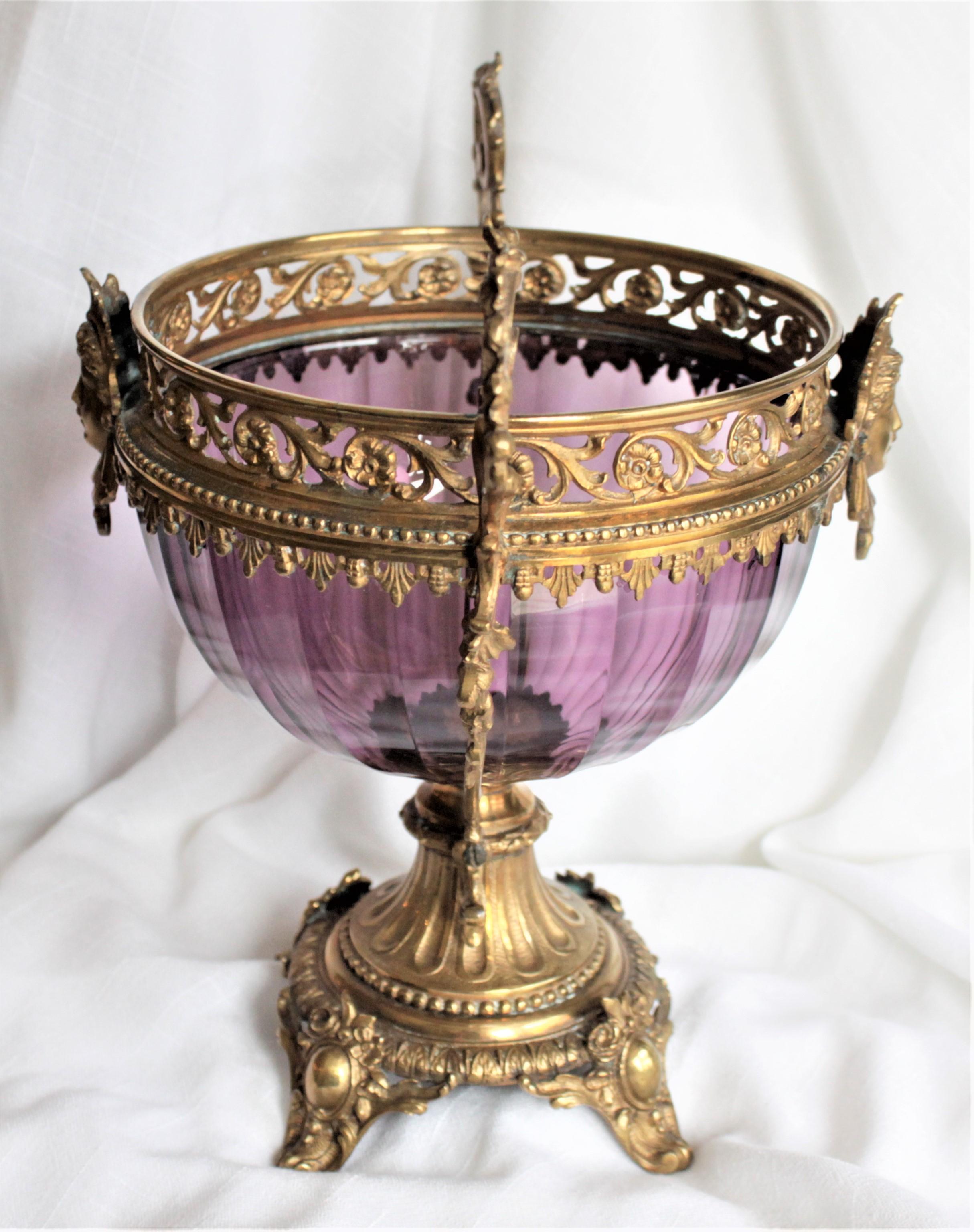 Antique Amethyst Glass Compote or Pedestal Vase with Figural Gilt Bronze Mounts In Good Condition In Hamilton, Ontario