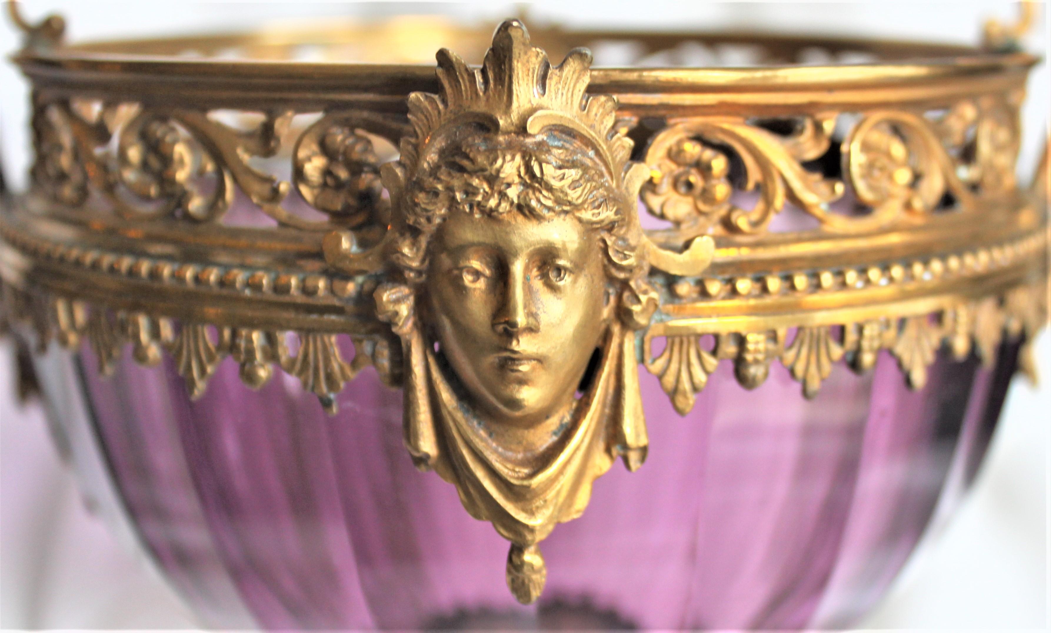 Antique Amethyst Glass Compote or Pedestal Vase with Figural Gilt Bronze Mounts 1