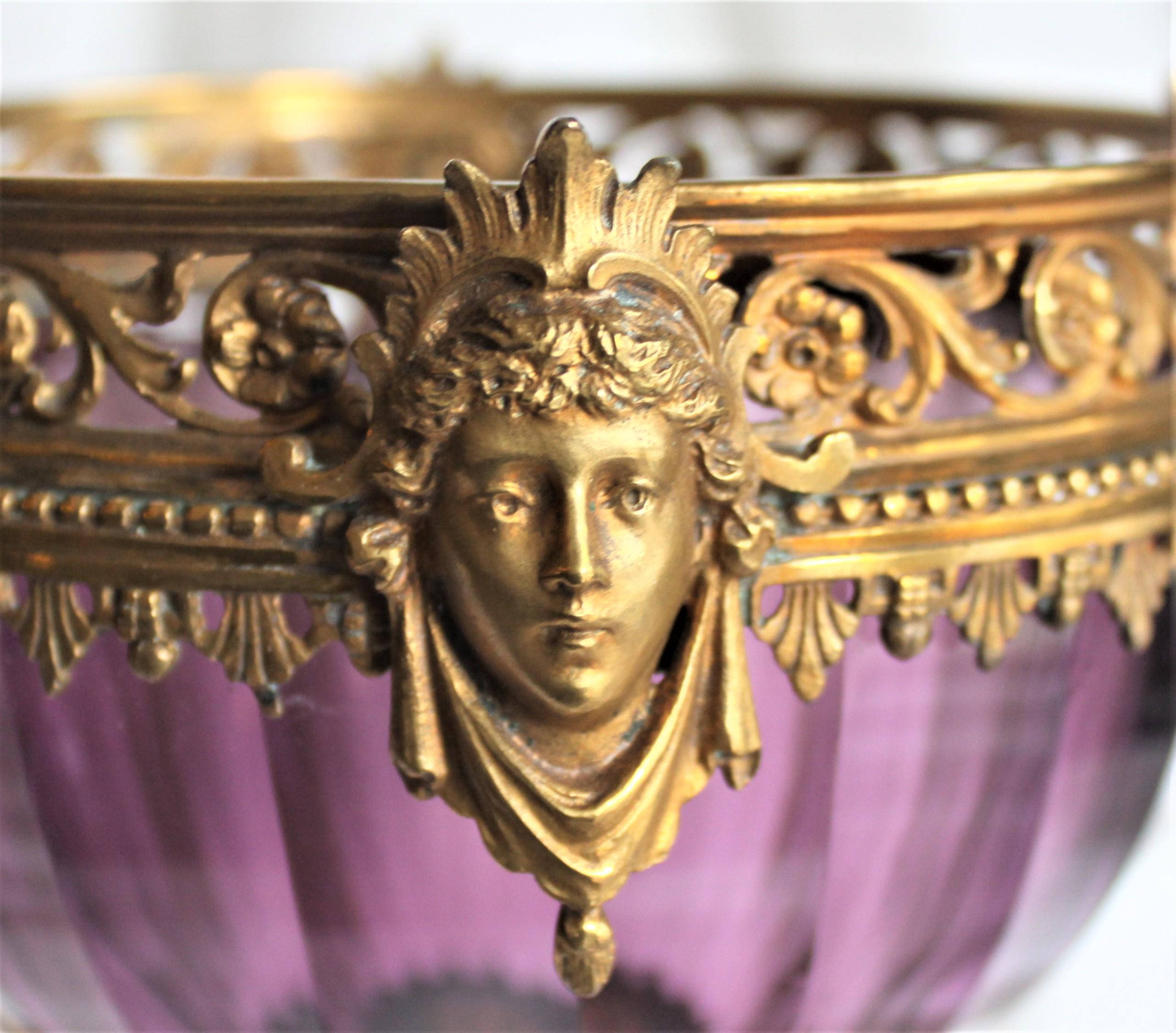 Antique Amethyst Glass Compote or Pedestal Vase with Figural Gilt Bronze Mounts 2