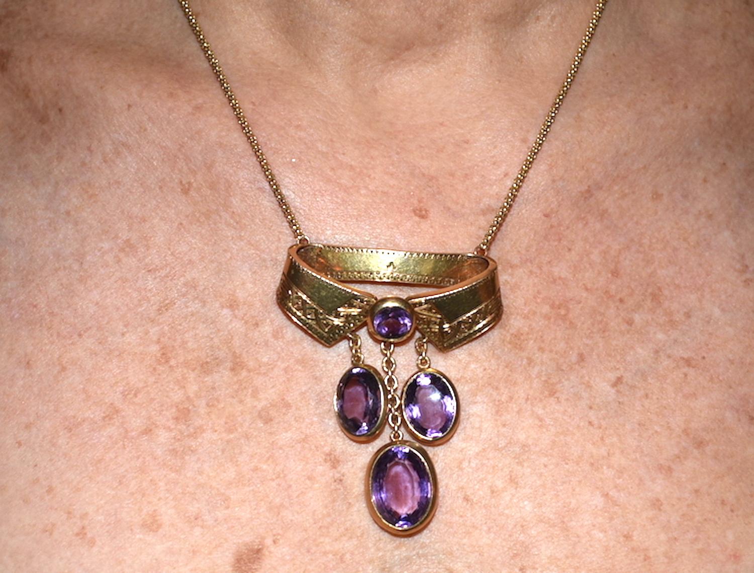 Antique Amethyst Gold Collar Necklace 3