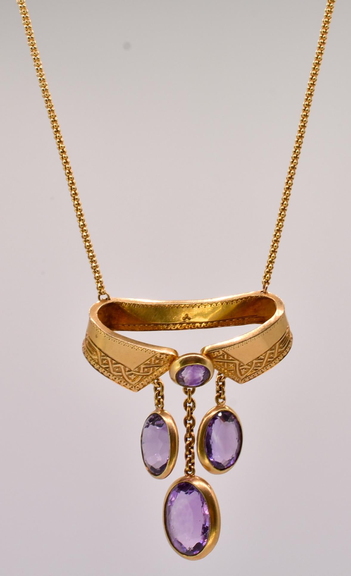 Victorian Antique Amethyst Gold Collar Necklace