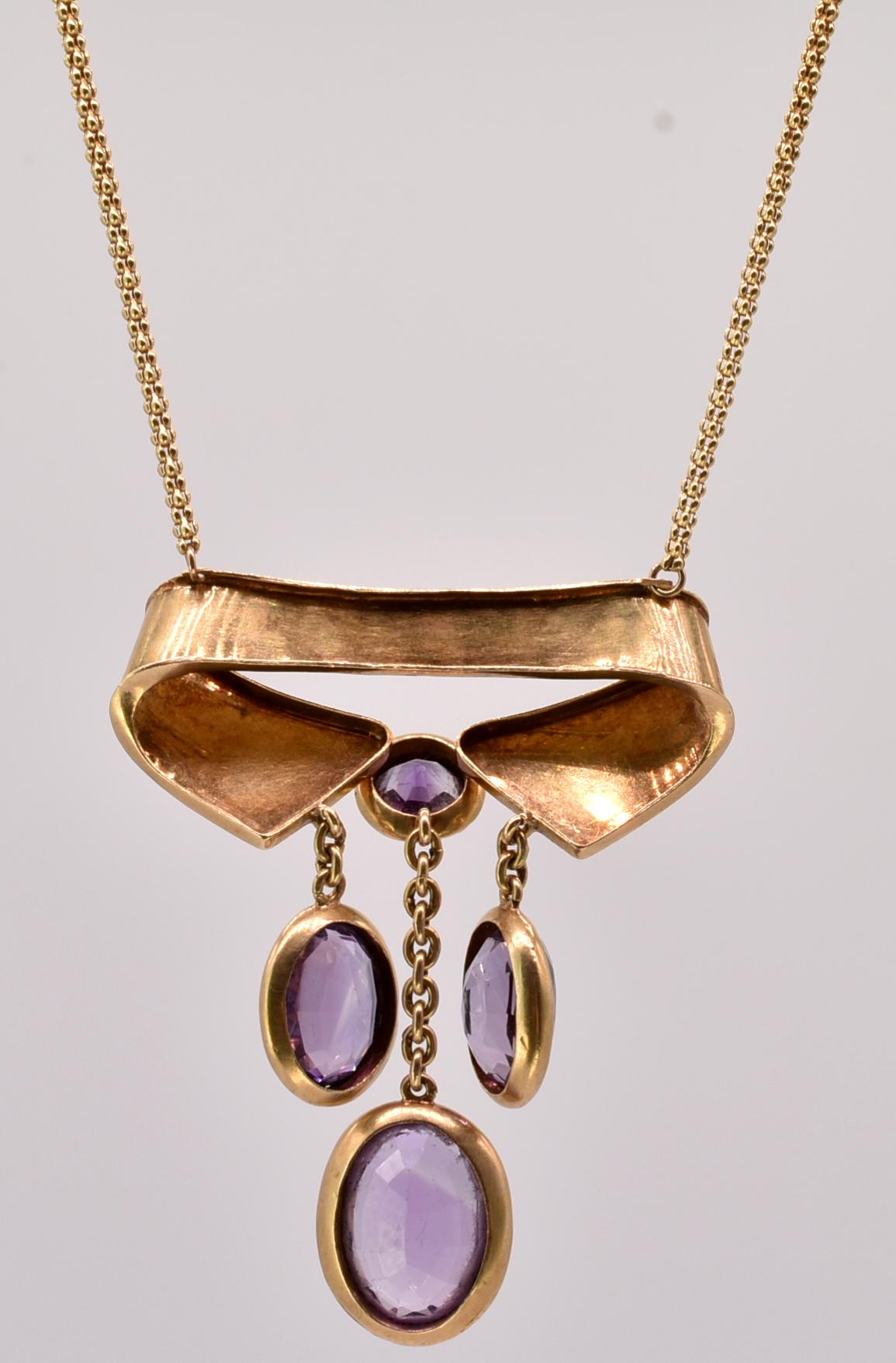 Antique Amethyst Gold Collar Necklace In Excellent Condition In Baltimore, MD