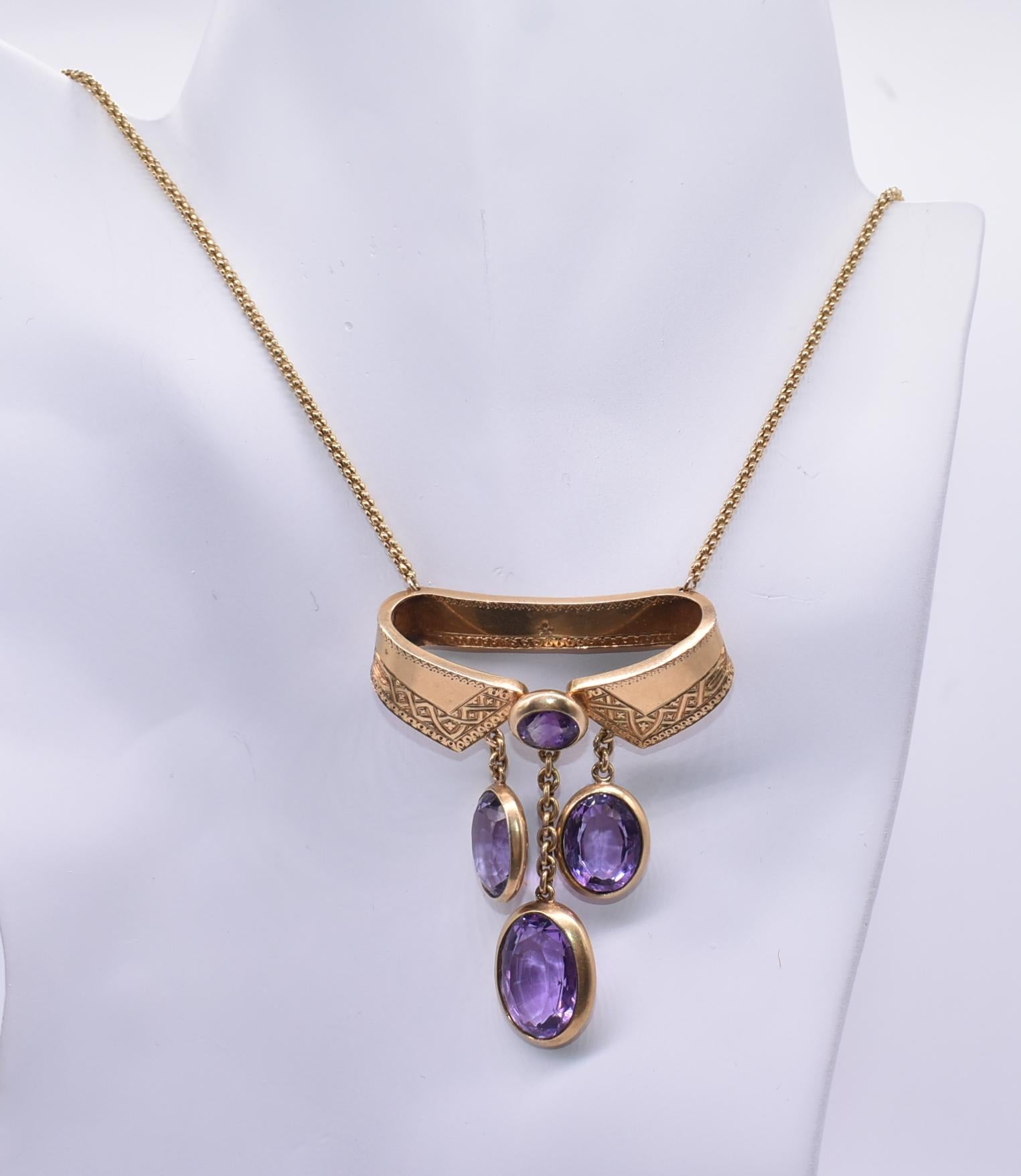 Antique Amethyst Gold Collar Necklace 1