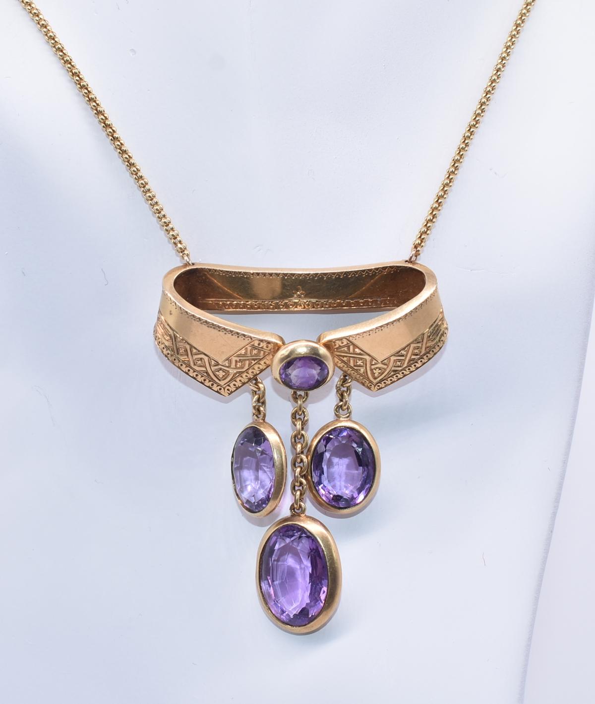 Antique Amethyst Gold Collar Necklace 2