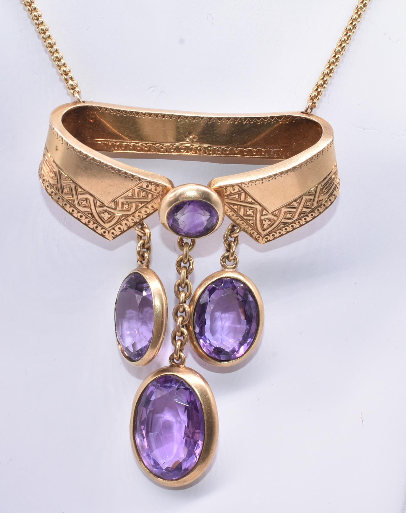 Antique Amethyst Gold Collar Necklace 4