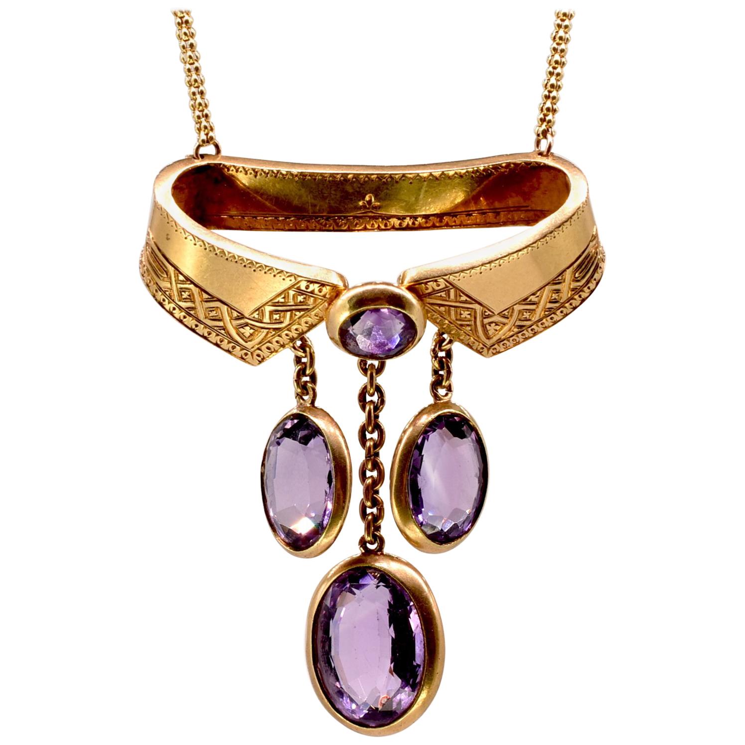 Antique Amethyst Gold Collar Necklace