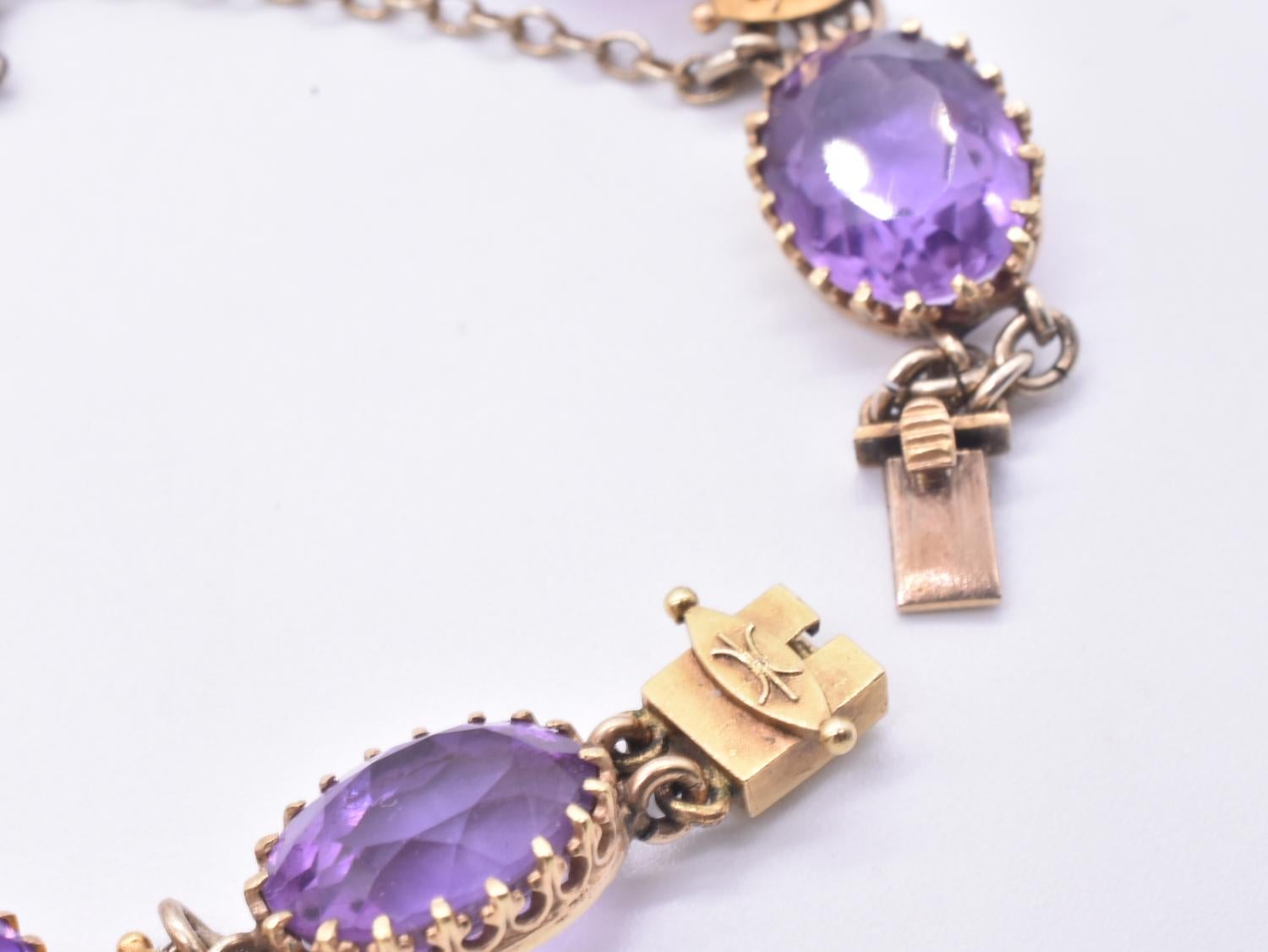 Oval Cut Antique Amethyst Gold Riviere For Sale