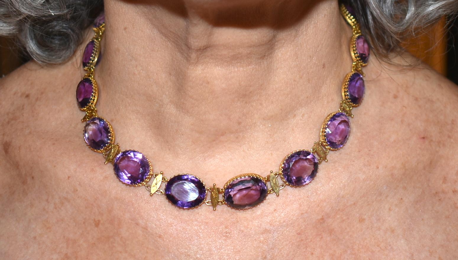 Antique Amethyst Gold Riviere For Sale 2