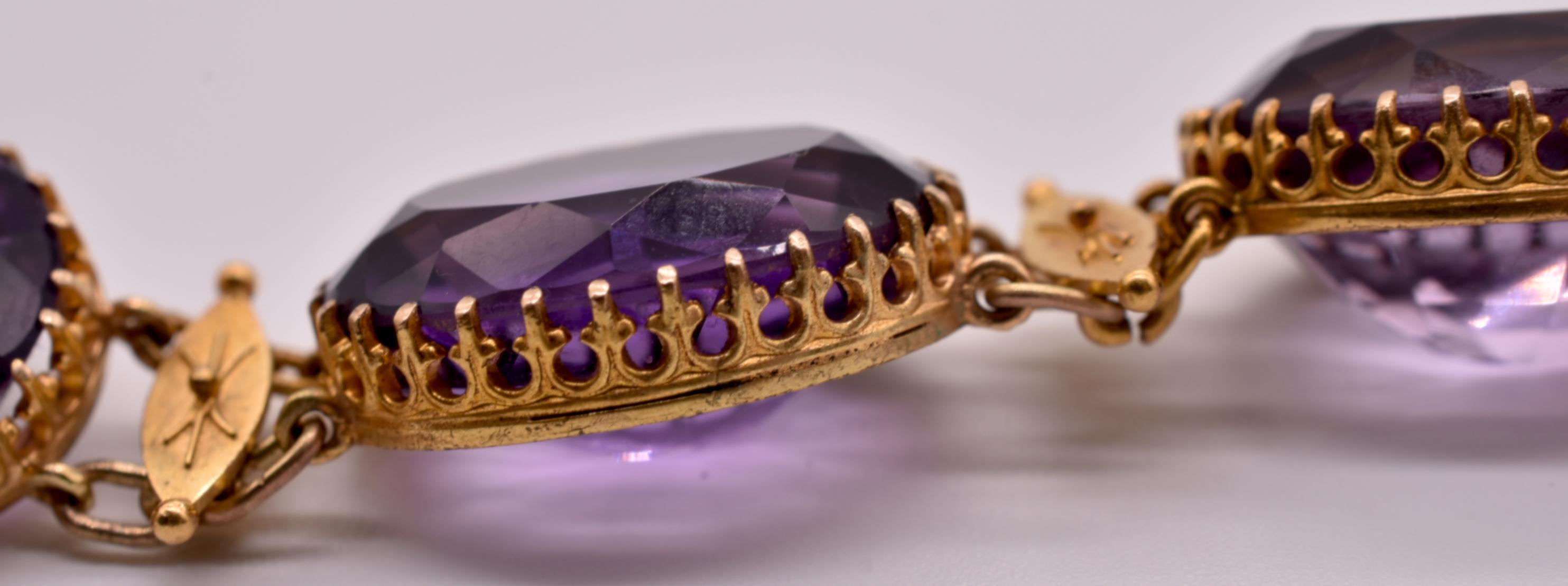 Victorian Antique Amethyst Gold Riviere For Sale