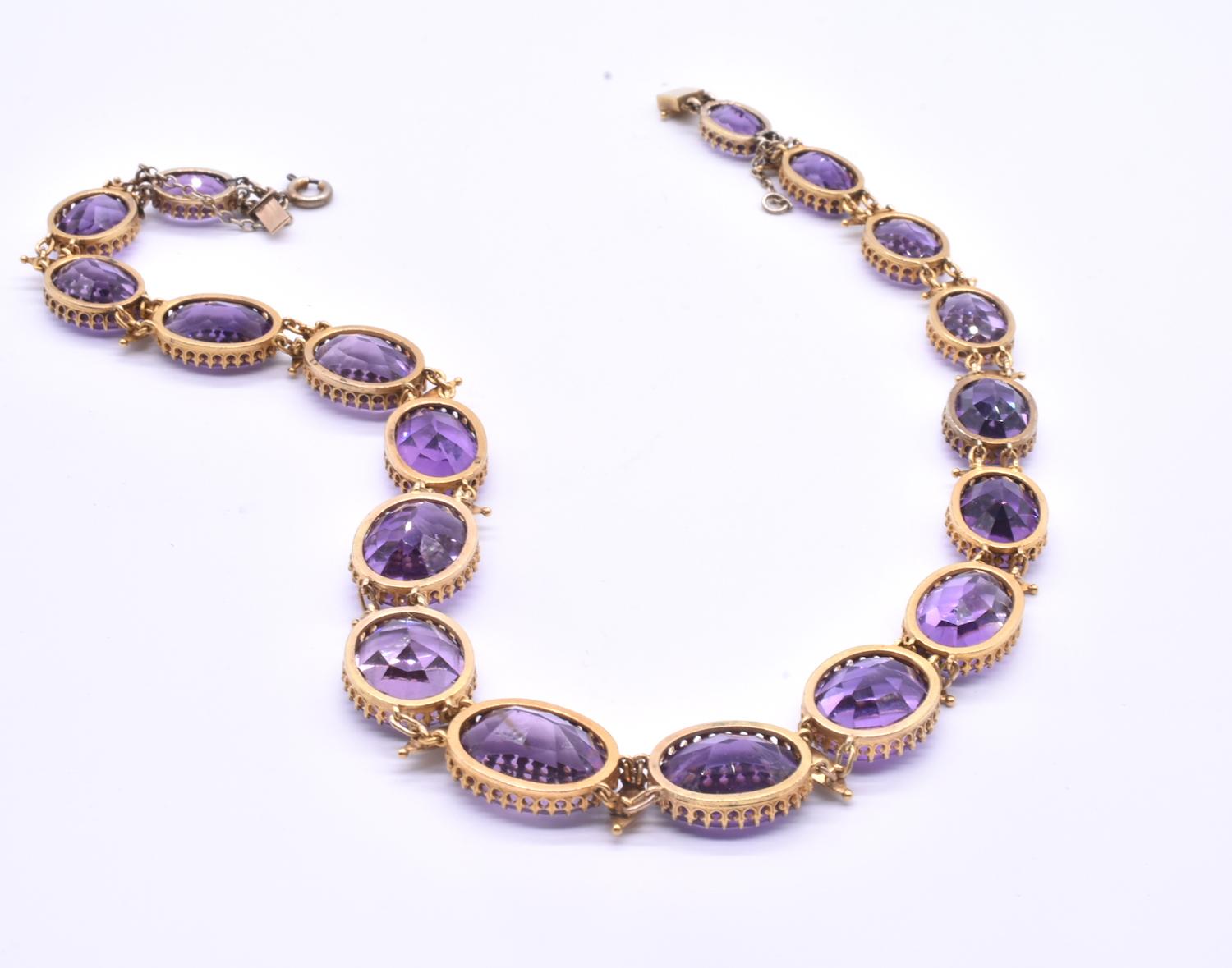 Women's Antique Amethyst Gold Riviere For Sale