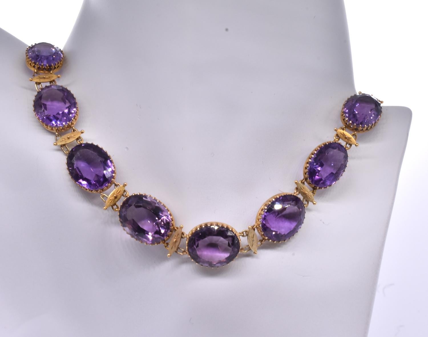 Antique Amethyst Gold Riviere In Excellent Condition For Sale In Baltimore, MD