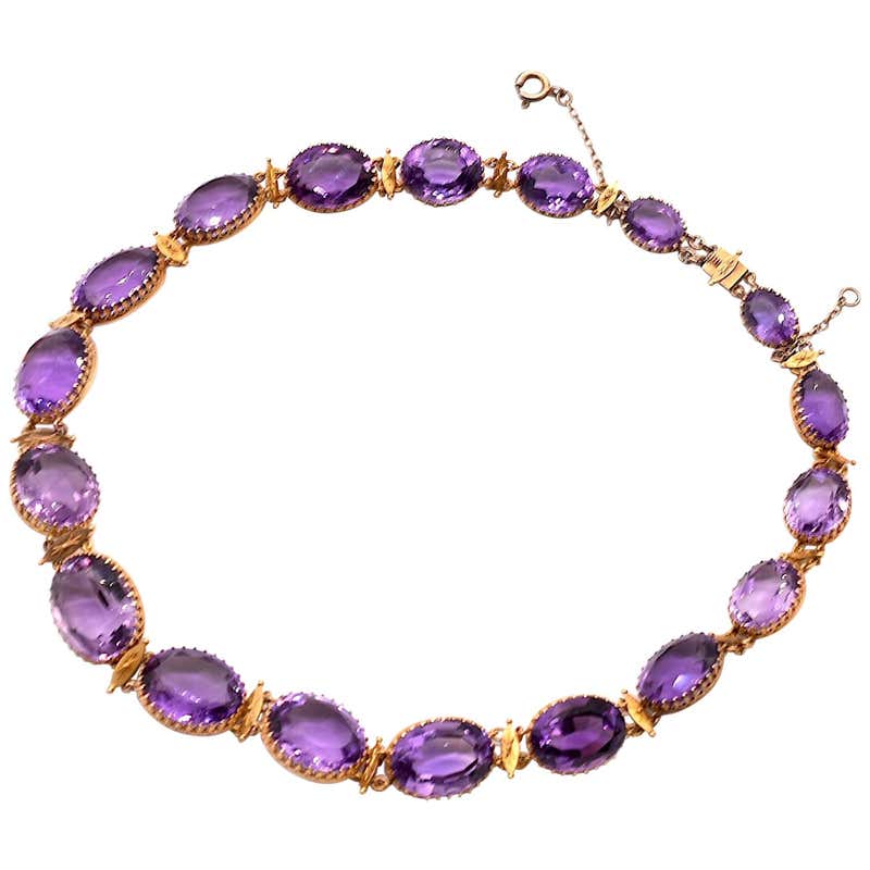 Antique Georgian Foil-Backed Amethyst Riviere Necklace at 1stDibs