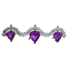 Antike große Amethyst-Brosche mit Diamanten akzentuiert Edwardian, um 1910